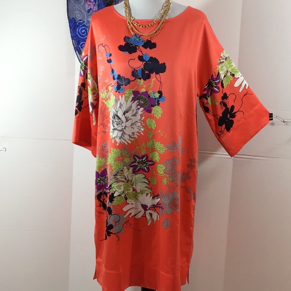 Soft Surroundings floral kimono shift dress S